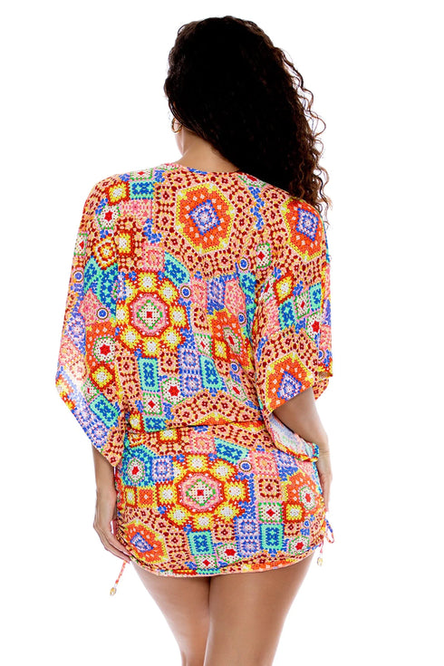 Luli Fama Retro Luli Cabana V Neck Dress